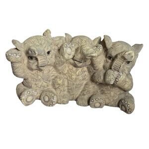 VTG Stone Critters Figurine 3 Elephants Hear No Evil Speak No Evil See No Evil